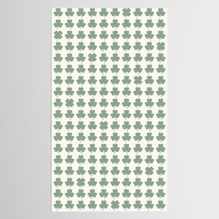 Clovers XXXVI Sage Green Botanical Pattern Tablecloth Gallery Image 2