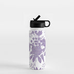 Elegant Lavender Purple White Glitter Floral Water Bottle Gallery Image 1