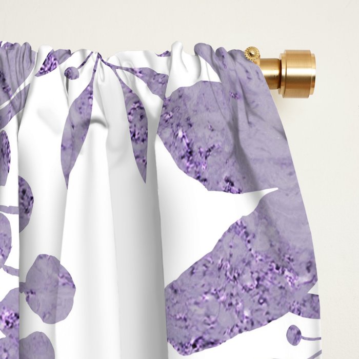 Elegant Lavender Purple White Glitter Floral Window Curtain Gallery Image 2
