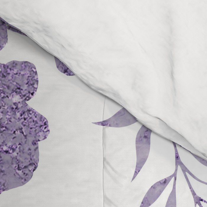 Elegant Lavender Purple White Glitter Floral Comforter Gallery Image 4