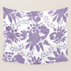 Elegant Lavender Purple White Glitter Floral Wall Tapestry Gallery Image 4