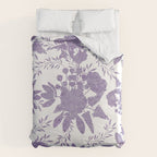 Elegant Lavender Purple White Glitter Floral Duvet Cover Gallery Image 6