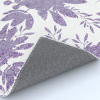 Elegant Lavender Purple White Glitter Floral Rug Gallery Image 4