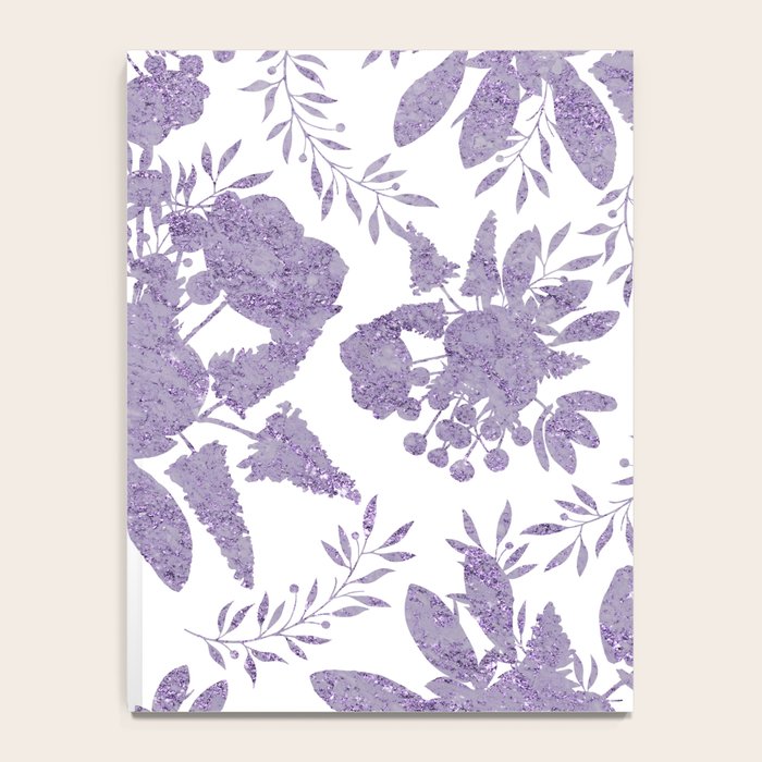 Elegant Lavender Purple White Glitter Floral Notebook Gallery Image 4