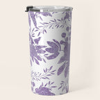 Elegant Lavender Purple White Glitter Floral Travel Mug Gallery Image 3