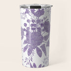 Elegant Lavender Purple White Glitter Floral Travel Mug Gallery Image 1