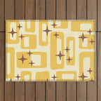 Retro Mid Century Modern Abstract Pattern 577 Yellow Brown Outdoor Rug Gallery Image 1