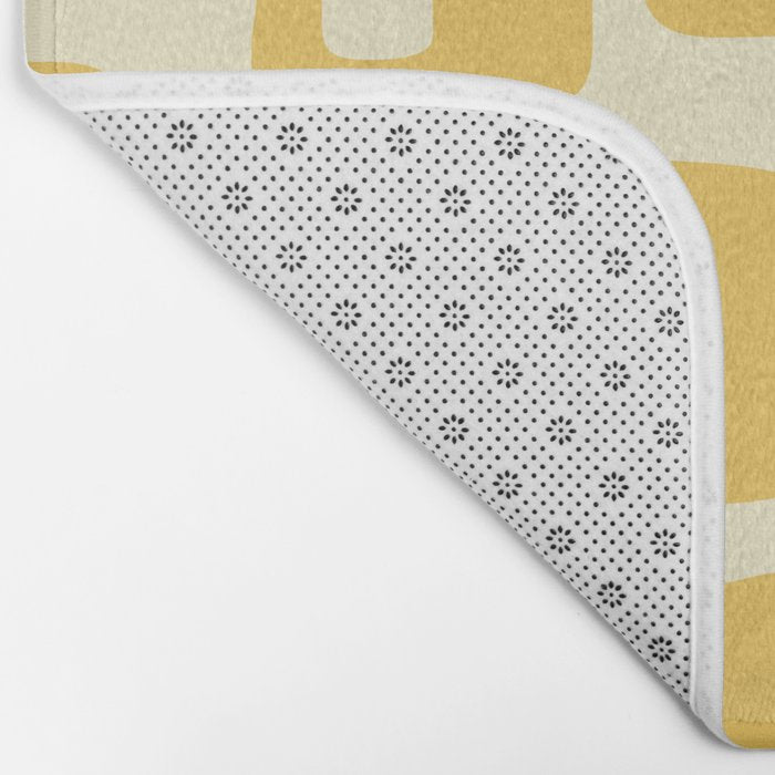 Retro Mid Century Modern Abstract Pattern 577 Yellow Brown Bath Mat Gallery Image 2