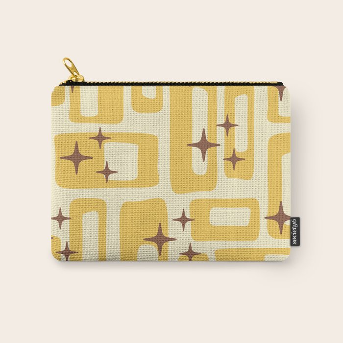 Retro Mid Century Modern Abstract Pattern 577 Yellow Brown Carry All Pouch Gallery Image 1