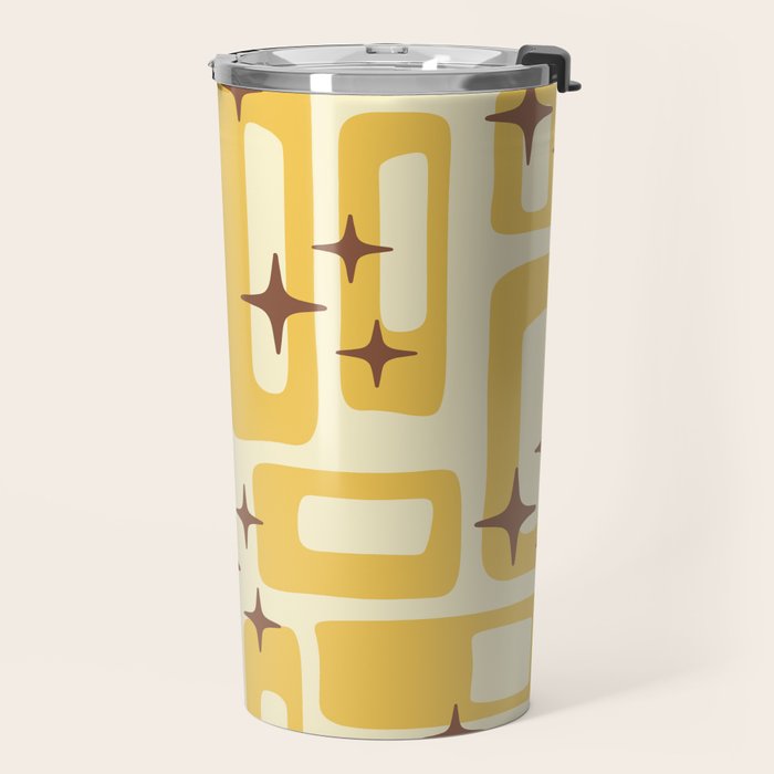 Retro Mid Century Modern Abstract Pattern 577 Yellow Brown Travel Mug Gallery Image 2