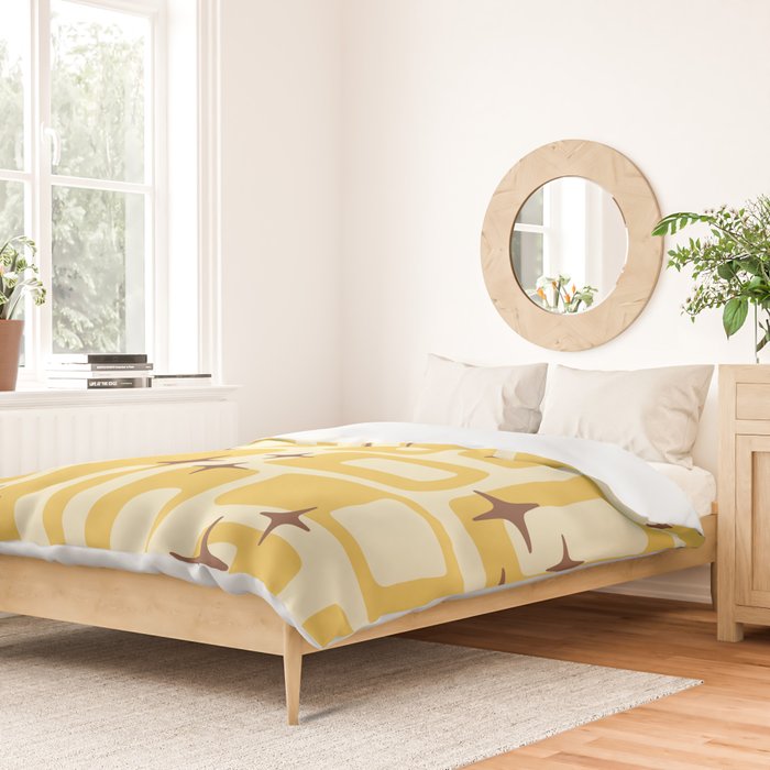 Retro Mid Century Modern Abstract Pattern 577 Yellow Brown Duvet Cover Gallery Image 2