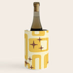 Retro Mid Century Modern Abstract Pattern 577 Yellow Brown Wine Chiller Gallery Image 2