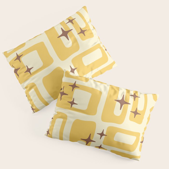 Retro Mid Century Modern Abstract Pattern 577 Yellow Brown Pillow Sham Gallery Image 3