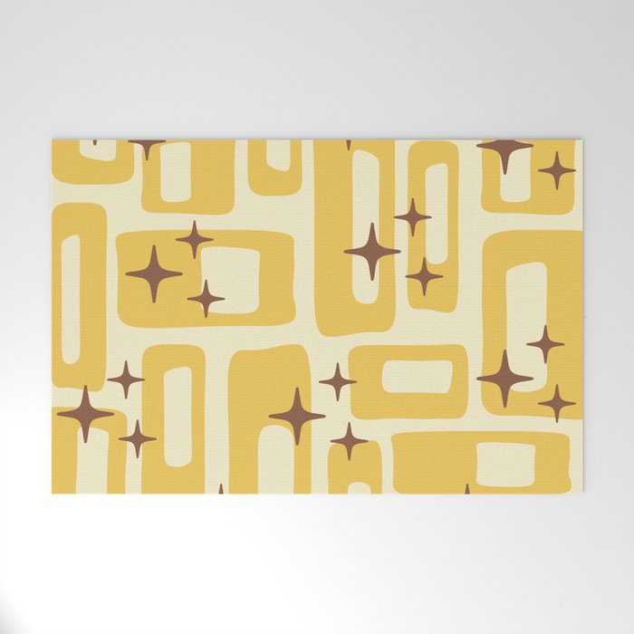 Retro Mid Century Modern Abstract Pattern 577 Yellow Brown Welcome Mat Gallery Image 1
