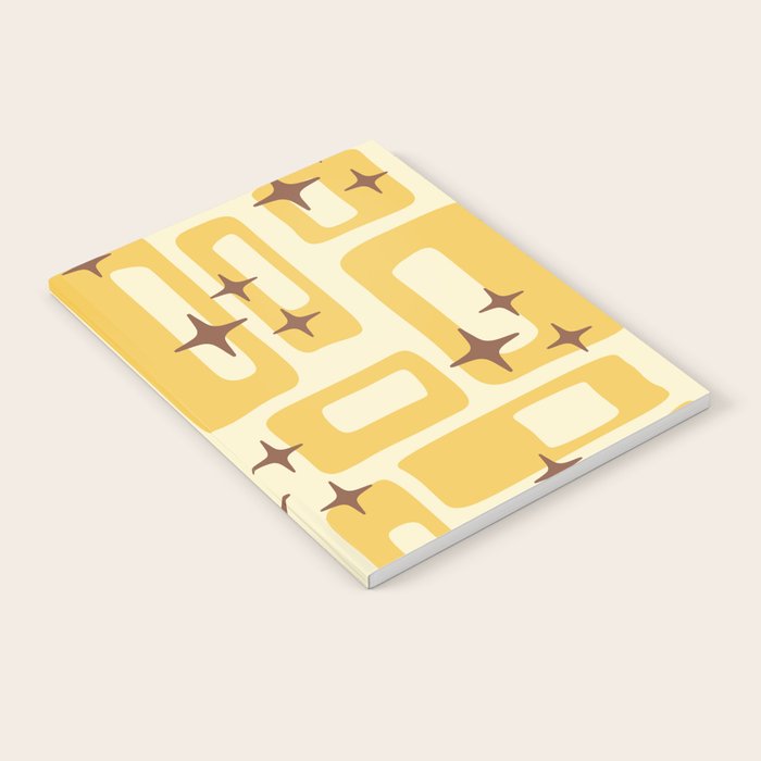 Retro Mid Century Modern Abstract Pattern 577 Yellow Brown Notebook Gallery Image 2