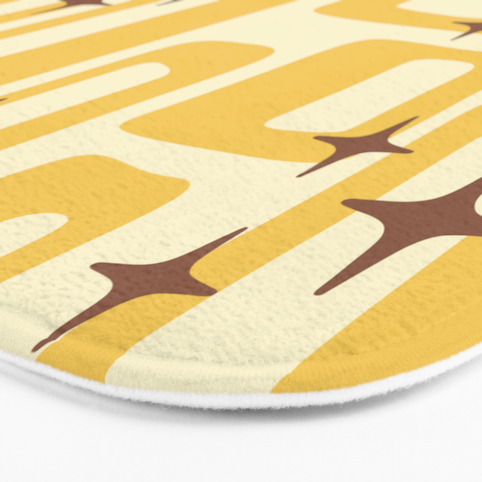 Retro Mid Century Modern Abstract Pattern 577 Yellow Brown Bath Mat Gallery Image 3