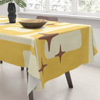 Retro Mid Century Modern Abstract Pattern 577 Yellow Brown Tablecloth Gallery Image 3