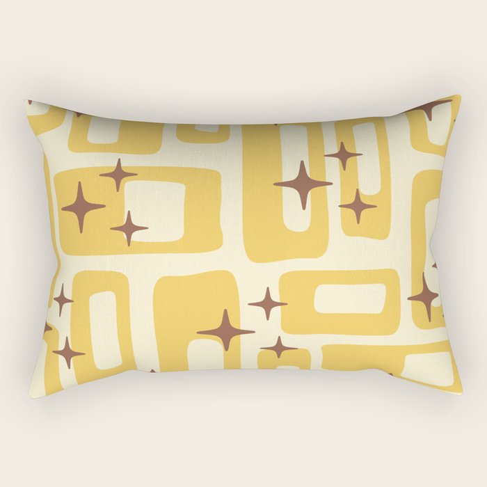 Retro Mid Century Modern Abstract Pattern 577 Yellow Brown Rectangular Pillow Gallery Image 1