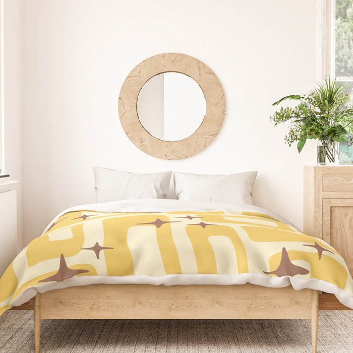 Retro Mid Century Modern Abstract Pattern 577 Yellow Brown Duvet Cover Gallery Image 3