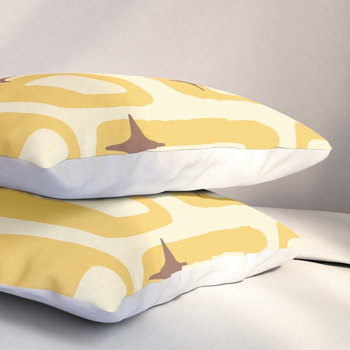 Retro Mid Century Modern Abstract Pattern 577 Yellow Brown Pillow Sham Gallery Image 3