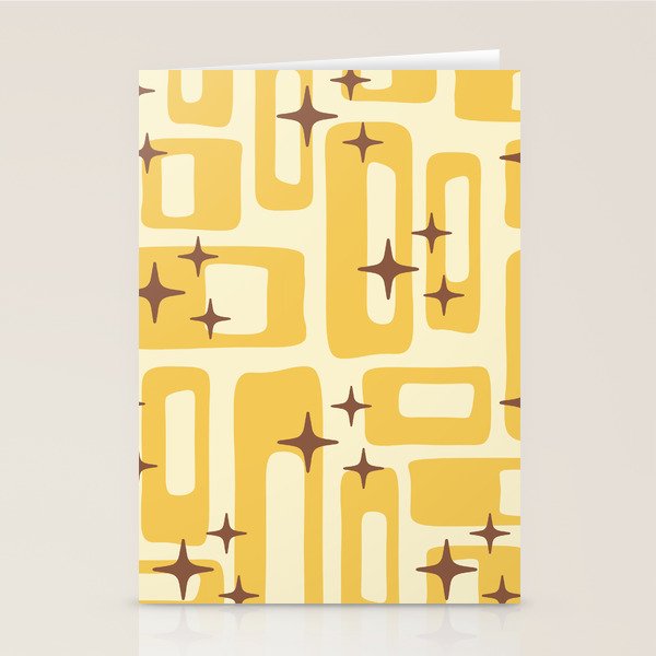 Retro Mid Century Modern Abstract Pattern 577 Yellow Brown Stationery Card Gallery Image 2