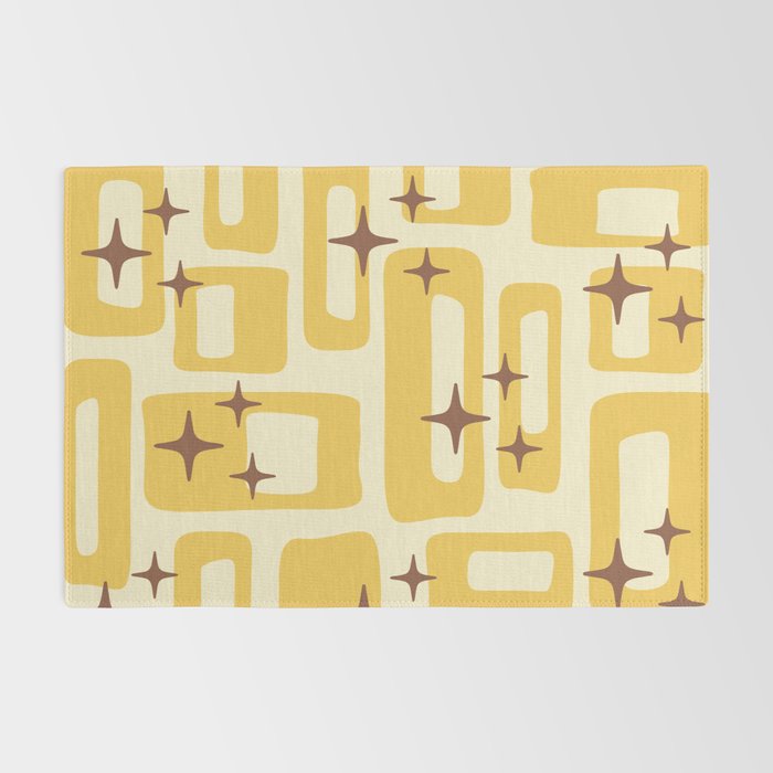 Retro Mid Century Modern Abstract Pattern 577 Yellow Brown Rug Gallery Image 2