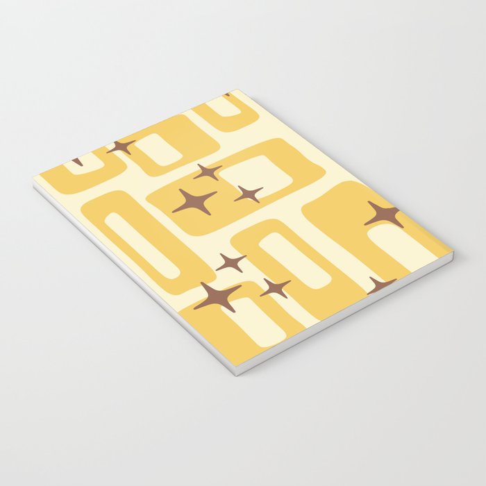 Retro Mid Century Modern Abstract Pattern 577 Yellow Brown Notebook Gallery Image 3