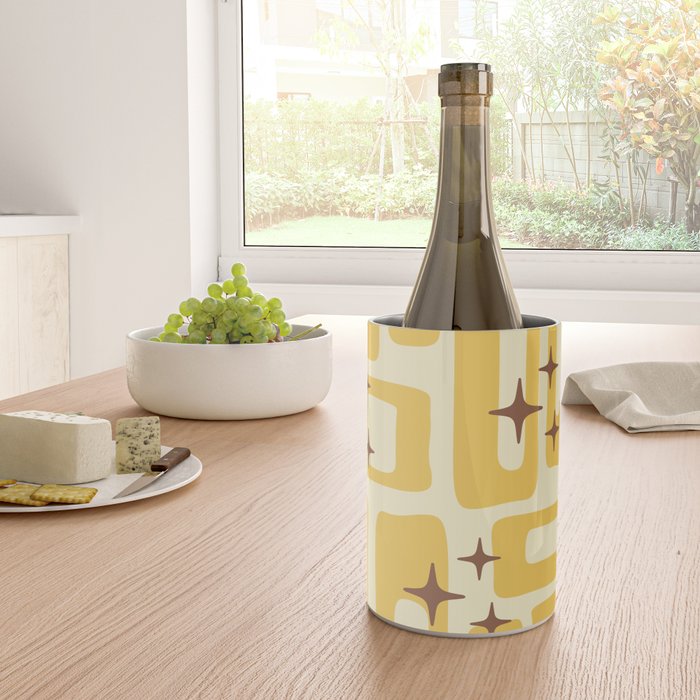 Retro Mid Century Modern Abstract Pattern 577 Yellow Brown Wine Chiller Gallery Image 4