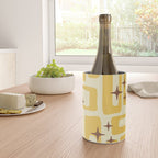 Retro Mid Century Modern Abstract Pattern 577 Yellow Brown Wine Chiller Gallery Image 4
