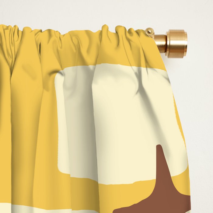 Retro Mid Century Modern Abstract Pattern 577 Yellow Brown Window Curtain Gallery Image 2