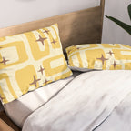 Retro Mid Century Modern Abstract Pattern 577 Yellow Brown Pillow Sham Gallery Image 2