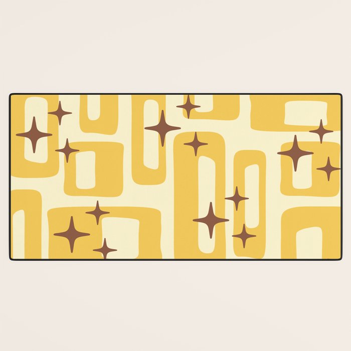 Retro Mid Century Modern Abstract Pattern 577 Yellow Brown Desk Mat Gallery Image 3
