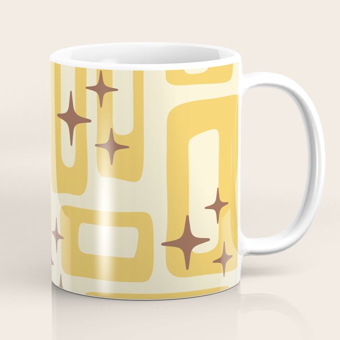 Retro Mid Century Modern Abstract Pattern 577 Yellow Brown Coffee Mug Gallery Image 1