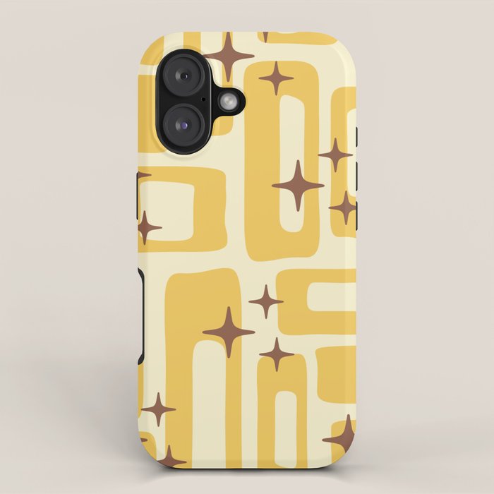 Retro Mid Century Modern Abstract Pattern 577 Yellow Brown iPhone Case Gallery Image 1