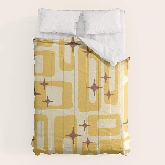 Retro Mid Century Modern Abstract Pattern 577 Yellow Brown Comforter Gallery Image 6
