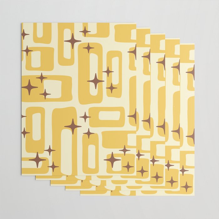 Retro Mid Century Modern Abstract Pattern 577 Yellow Brown Wrapping Paper Gallery Image 3