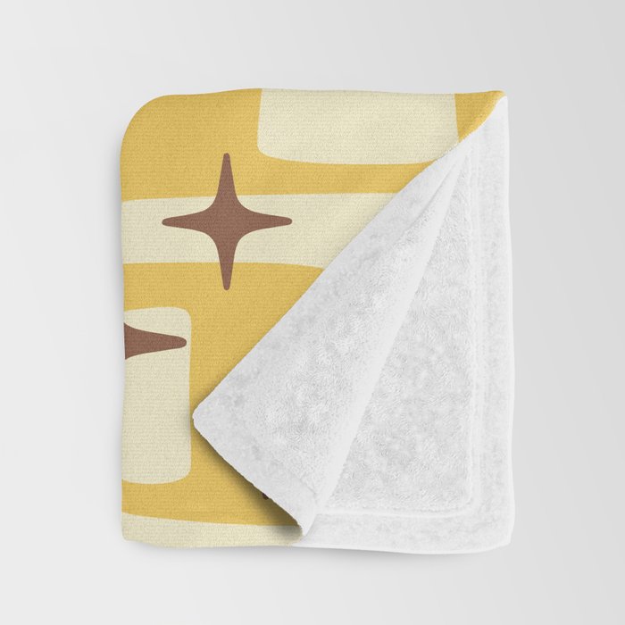 Retro Mid Century Modern Abstract Pattern 577 Yellow Brown Throw Blanket Gallery Image 3