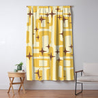 Retro Mid Century Modern Abstract Pattern 577 Yellow Brown Window Curtain Gallery Image 5