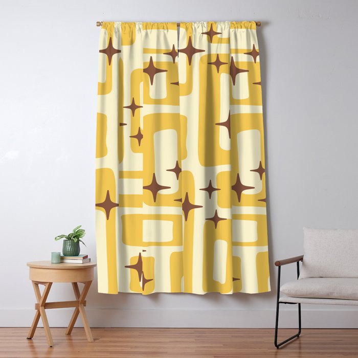 Retro Mid Century Modern Abstract Pattern 577 Yellow Brown Window Curtain Gallery Image 5