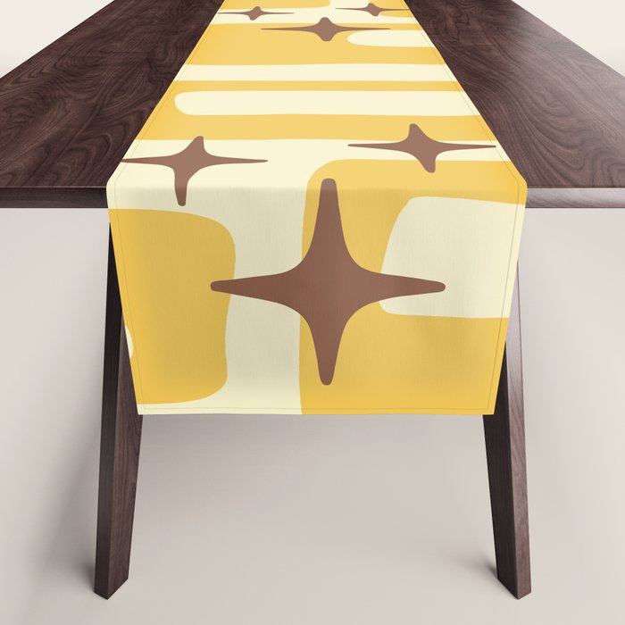 Retro Mid Century Modern Abstract Pattern 577 Yellow Brown Table Runner Gallery Image 1