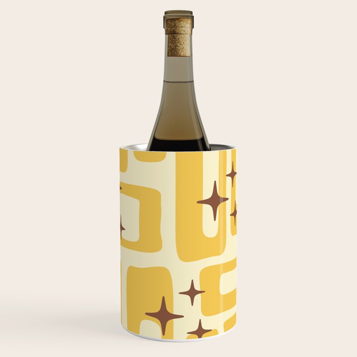 Retro Mid Century Modern Abstract Pattern 577 Yellow Brown Wine Chiller Gallery Image 1