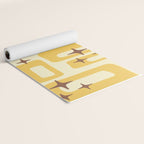 Retro Mid Century Modern Abstract Pattern 577 Yellow Brown Yoga Mat Gallery Image 2