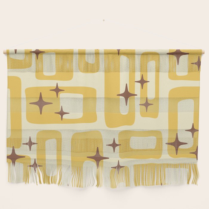 Retro Mid Century Modern Abstract Pattern 577 Yellow Brown Wall Hanging Gallery Image 1