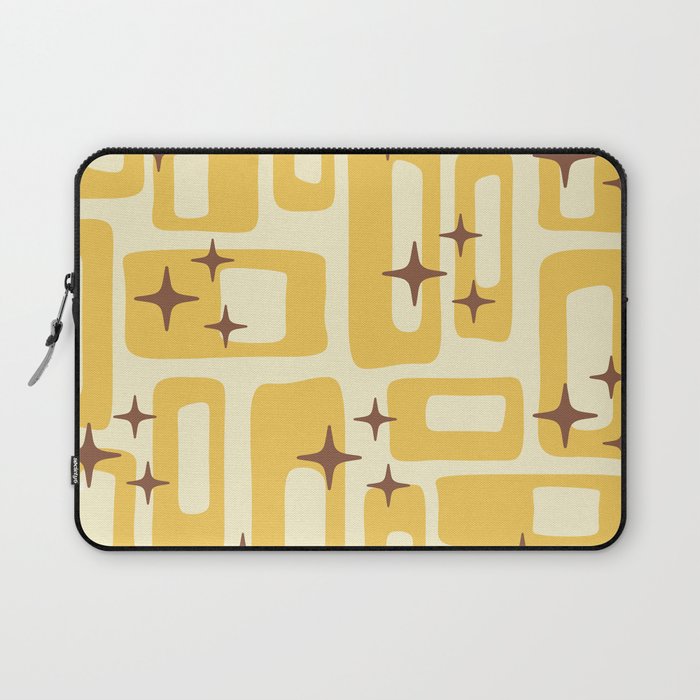 Retro Mid Century Modern Abstract Pattern 577 Yellow Brown Laptop Sleeve Gallery Image 1