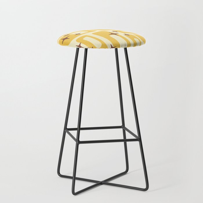 Retro Mid Century Modern Abstract Pattern 577 Yellow Brown Stool Gallery Image 1