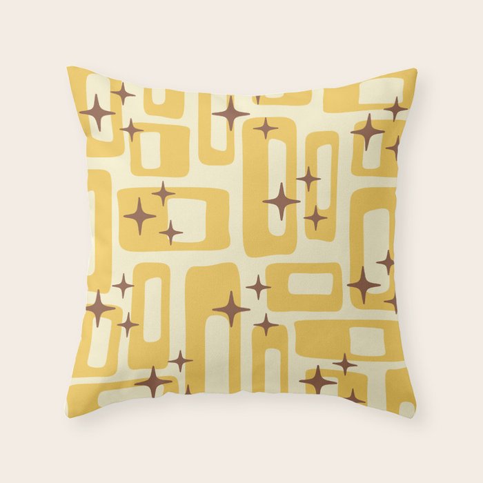 Retro Mid Century Modern Abstract Pattern 577 Yellow Brown Throw Pillow Gallery Image 6