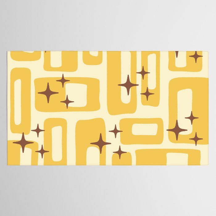 Retro Mid Century Modern Abstract Pattern 577 Yellow Brown Tablecloth Gallery Image 2