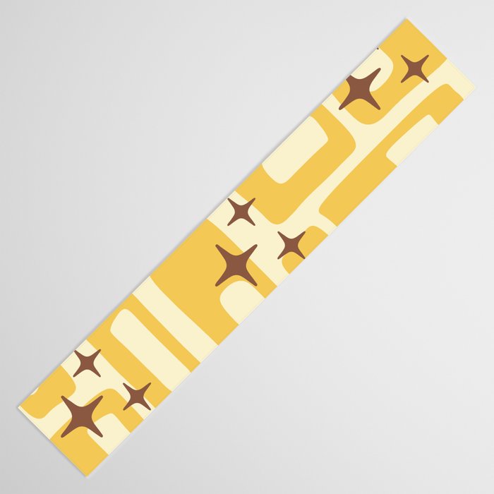 Retro Mid Century Modern Abstract Pattern 577 Yellow Brown Table Runner Gallery Image 3