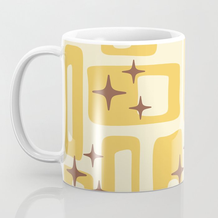 Retro Mid Century Modern Abstract Pattern 577 Yellow Brown Coffee Mug Gallery Image 3