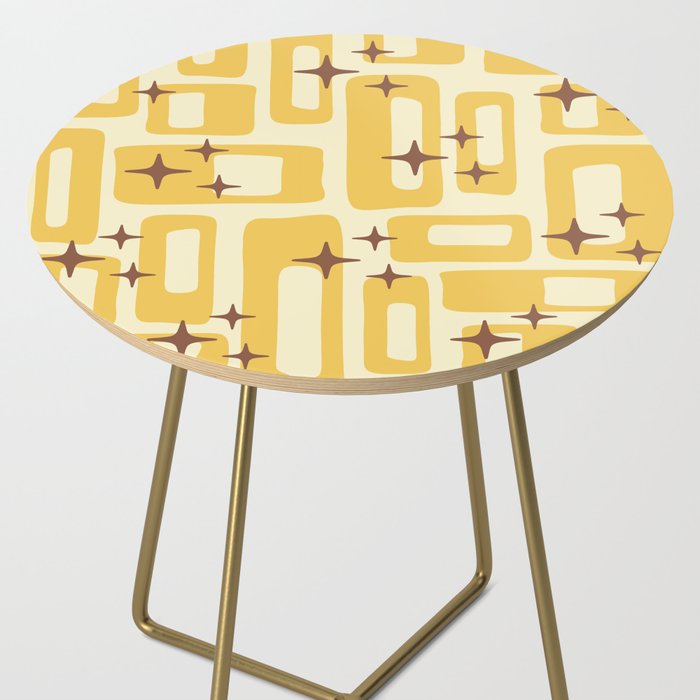 Retro Mid Century Modern Abstract Pattern 577 Yellow Brown Side Table Gallery Image 2